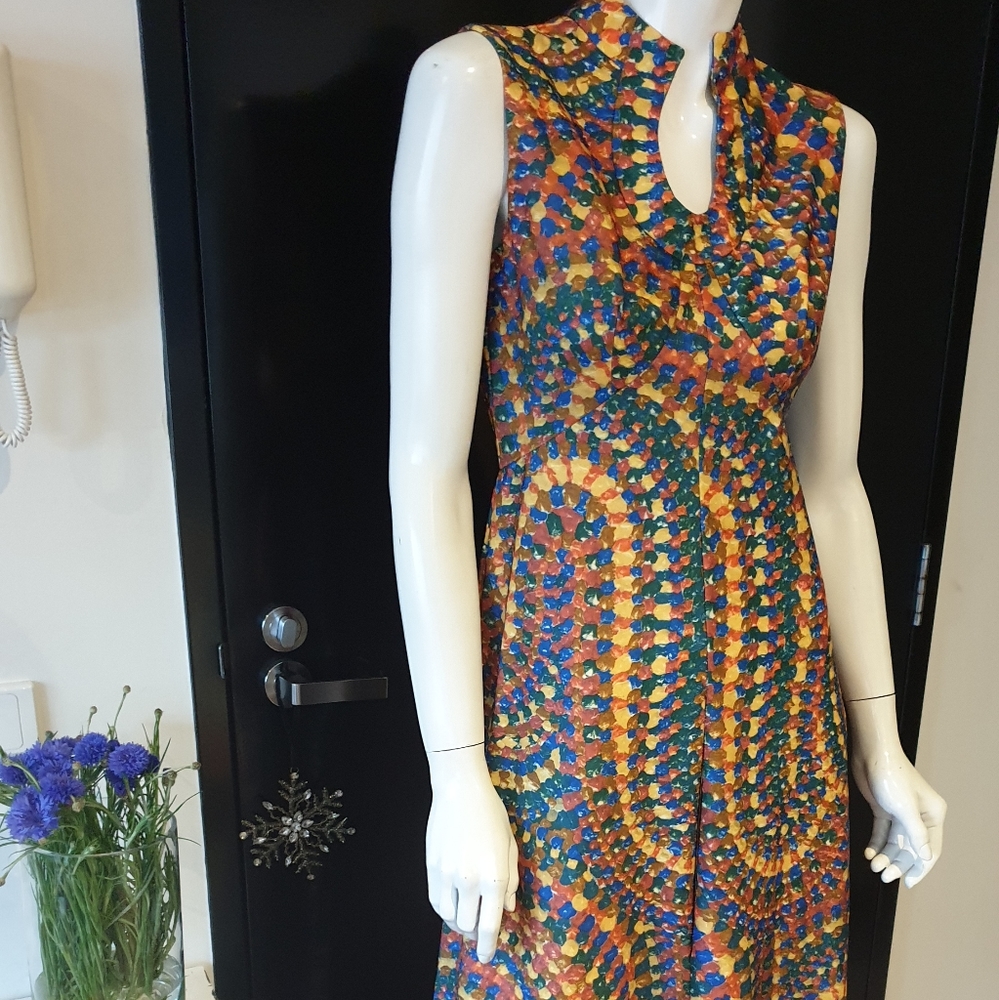 LESLIE FAY - Vintage 1970s Open Halter Neck maxi dress, Size AU S/M - Picture 1 of 9